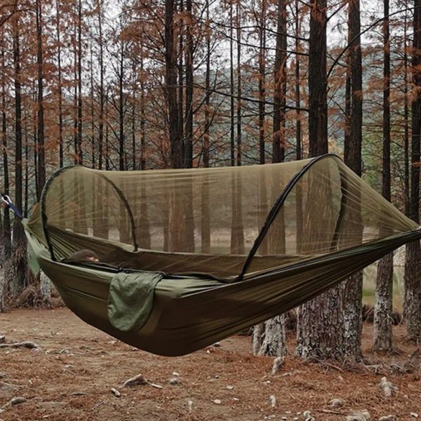 Abrigos de 12 pessoas portáteis camping ao ar livre Hammock com mosquito líquido de alta resistência Tecido de pára -quedas pendurado na cama Swing Swing Swing
