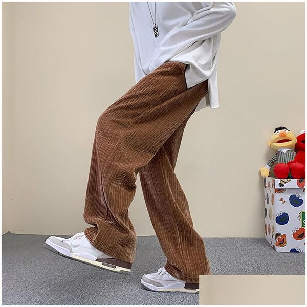 Herrenhose koreanische Mode Cord Casonweiß weiß losen losen Breiten Breite Spring Street Sport 3xl Drop Lieferbekleidung Kleidung Dhejg