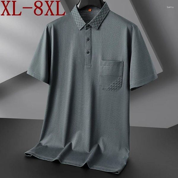 Мужские Polos 8xl 7xl 6xl 2024 Summer Design Design Polo рубашка мужская топ -вершины высококлассные мужские рубашки с карманными повседневными Camiseta Masculina