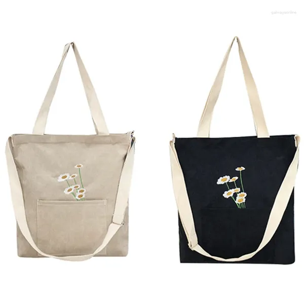 Çanta asds-2x omuz bayanlar çanta katlanabilir alışveriş nakış kadınları çapraz bag (bej whiteblack beyaz)