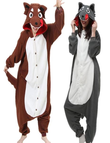 Wolf Damen Herren Tier Kigurumi Polar Fleece Kostüm für Halloween Karneval Neujahr Party Willkommen Drop 4825816