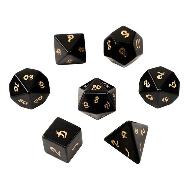 Loose Edelsteine natürliche Obsidian Polyedrische Würfel 7pcs Set Dungeons Drachen Stein Dnd RPG -Spiele Ornamente Spot Waren Großhandel Akzeptieren Sie D ot2GD