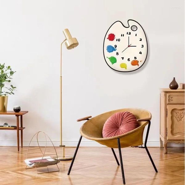 Relógios de parede paleta criativa mudo lar sala de estar quarto estuda o relógio infantil de jardim de infância