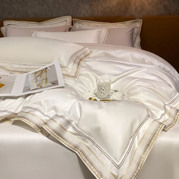 Conjunto de roupas de cama King Size Size de luxo Conjunto de cama 600TC Egito algodão egípcio liso liquidação de lençol de lençol de plataforma de plataforma de lençol equipado 240418