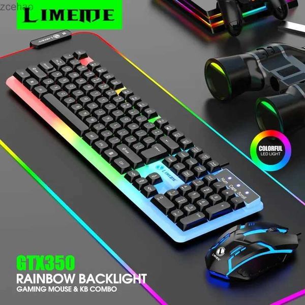 Keyboards Limeide GTX350 -Serie Wired 104 Key Film -Tastatur mit mehreren Farbbeleuchtungsspielen und Büro für Windows und iOSL2404