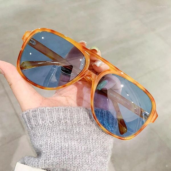 Sonnenbrille Vintage Designer quadratische polarisierte Frauen für Männer Trend Sonnenbrille Punk große Rahmen Doppelbrückentöne