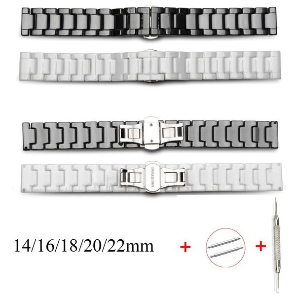 Bracciale per orologio in ceramica 14mm 16mm 18mm 20mm 22mm Cinturino cinturino bianco nero cinturino universale per orologi da polso 240320