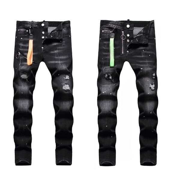 Kadın kot pantolon tasarımcı yığın jean siyah sıska ince fit pantolon moda bisikletçisi moto düz bacak moda sıkıntısı hip hop zipper pantolon