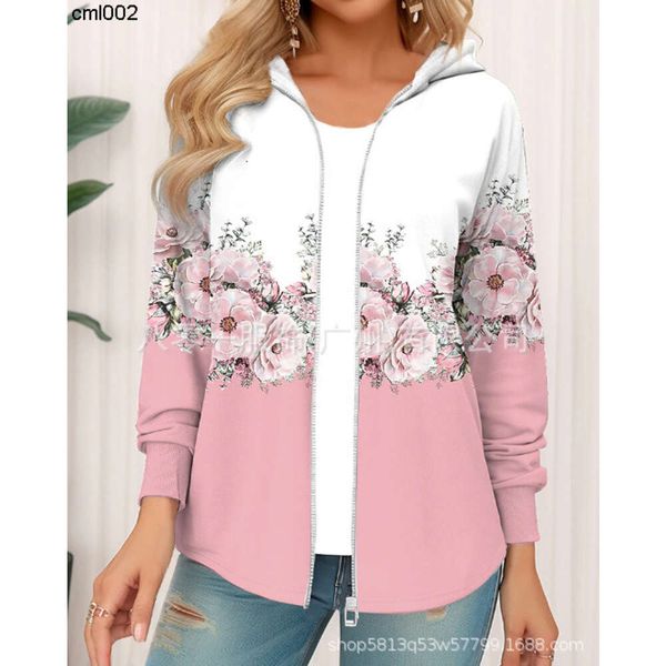 Herbst Neue bedruckte Strickjacke mit Kapuze -Jacke Top 859Q