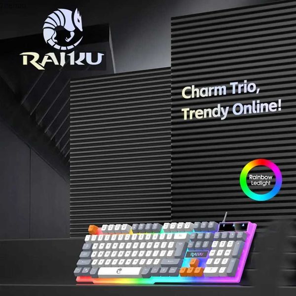 Клавиатуры Raiku K26 Wired 104 Key Thin Flam Клавиатура для игр для освещения цветов и офиса в Windows и iOS Systemsl2404