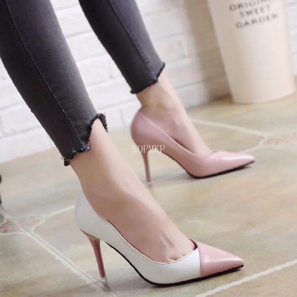 Botlar 2023 Kadın Pompalar Ol Moda Büyü Renk Yüksek Topuklu Tek Ayakkabı Kadın Bahar Yaz Patent Deri Düğün Ayakkabıları Kadın