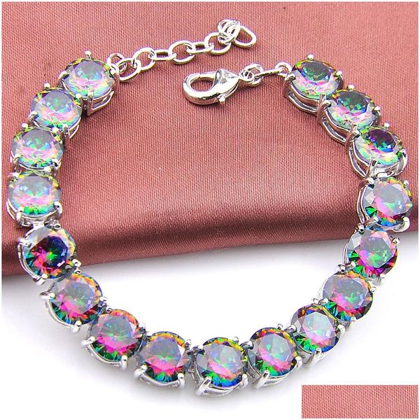 Tennis intero - 925 sterling sier fatto a mano mti autenano fresa arcobaleno arcobaleno mystic topaz lady Chain Bracelets243e Delivery Delivery Jewelry B dhbxs