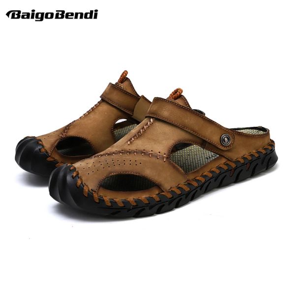 Stiefel große Größe 612 Fischer in der Nähe von Toe Herren Sommer Echtes Leder Sport Sandalen reife Mann nicht schlau Strandschuhe