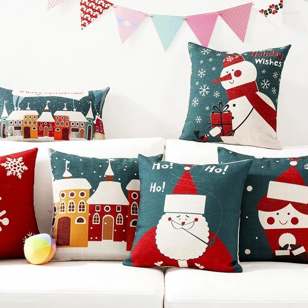 Pillow Christmas Gift Winter Snowman Cartoon Capa Casa Casa decorativa Sofá de linho grosso s