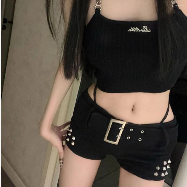 Frauen Jeans schwarze niedrige Taille Sexy Denim Ultra Shorts Frauen Sommer Zierterhosen Design Nische gerade weites Bein