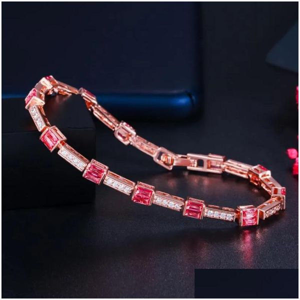 Bangle 2022 Europeias e American Jewelry Color Square Zircon Lady Bracelet Bracelets Drop Grow Drop Bracelets DHWIX