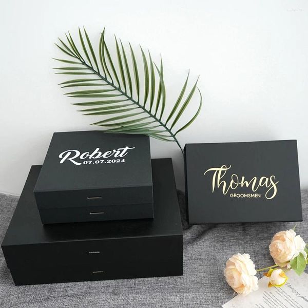 Wrap regalo personalizzato Black Box Groomsmen/ Man Empty Wedding Bachelor Party