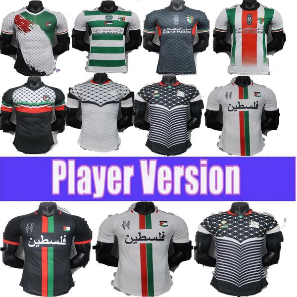 2024 2025 Maglie da calcio Deportivo Palestino Man Free Palestine Jimenez Benitez Cortes Black Center Stripe Football Shirt War Justice March Versione giocatore