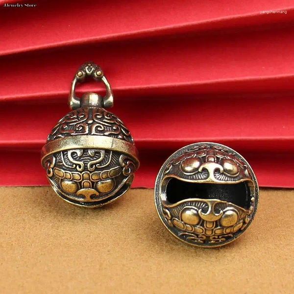 Chaveiros 1 PC Vintage Bronze Chaveiro Puro Cobre Gluttonous Bell Carro Chaveiro Pingente Pequeno Homens e Mulheres