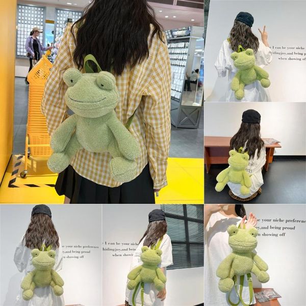 Японская милая зеленая лягушка рюкзак 2024 Новый персонализированный мультипликационный плюшевый рюкзак