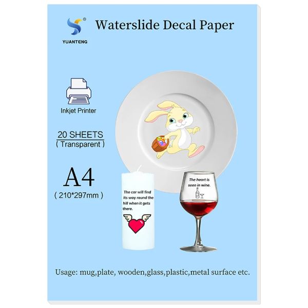 Papier (A4*20 Blätter) Blau -Basis -Tintenstrahl -Wasserschlag -Aufkleber -Papel -Transfer transparentes Druckpapier klar