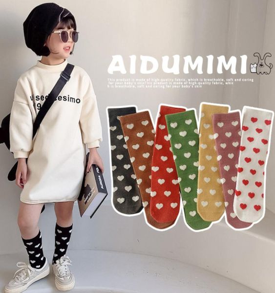 Ins Girls Love Heart Princess Socks Kids Jacquard Knitted 34 Knee High Sock Chrismtas Children Cotton Gambe traspirabili A82869191606