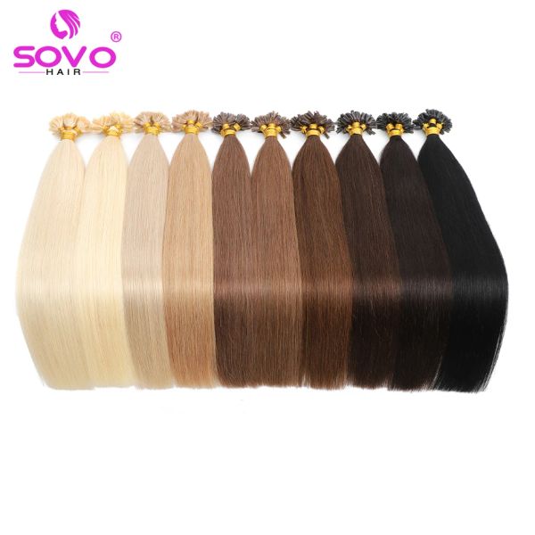 Extensões u pontas Extensões de cabelo Blonde Keratin Hair Extensions Human Human Human Ash Blonde Pré -ligado U TIP HOT FUSUS REMY CABELO