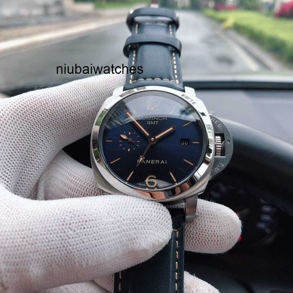 Per orologi di lusso orologio meccanico da uomo cinghia di cuoio genuino cinghia importato a zaffiro specchio automatico 44mm 13mm marchio italia sport