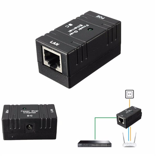 Escam 10m/100Mbp Poe Poe Power sobre Ethernet RJ-45 Adaptador de montagem de parede do injetor para CCTV IP Camera