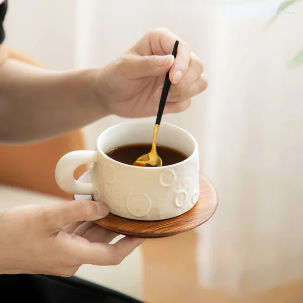 Кружки творческий лунный кружка для кружки завтрак молоко чашка безвредного домашнего офиса послеобеденный чайный кофе латте с ковриком Spoon изысканный подарочный бокс