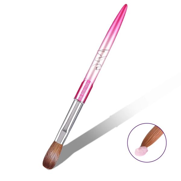 Creme 100% reine Kolinsky Acrylpinsel UV -Gel Carving Pen Flüssigpulver DIY NAGE Zeichnen flach gecremeter rosa Relief Metallnägelkunstpinsel