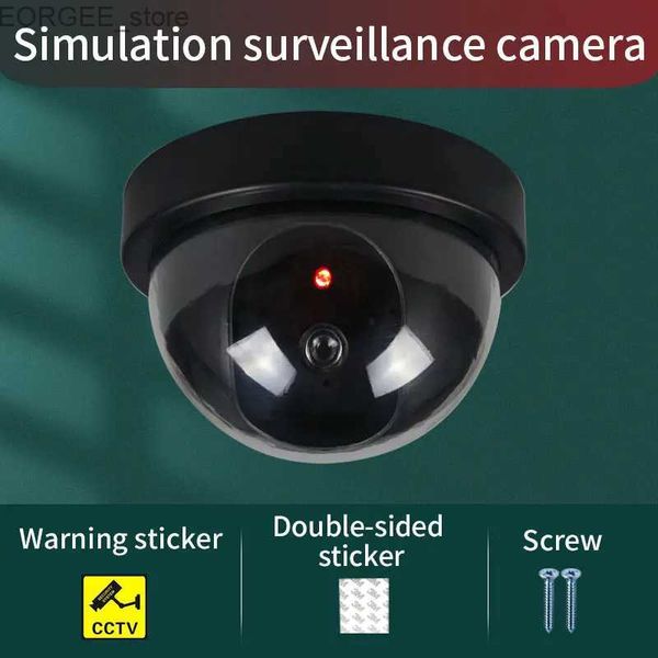 Outras câmeras CCTV 1PC Dummy Fake Security Câmera CCTV Dome com luz LED vermelha piscando com segurança para aviso de segurança em casa ao ar livre Y240403