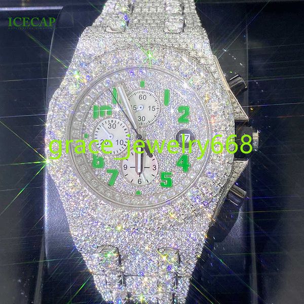 Icecap Jewelry Hot Sale Hot Hip Hop Iced Out Moissanite Diamond Watch Luxury Fashion Bling Mechanical Watches