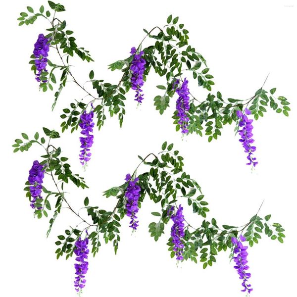 Dekorative Blumen 2pcs violett hängende Dekorationen El Office 180cm Party Lieferungen Innen im Freien im Freien gefälschte Ivy Wisteria Wall Jubiläum Haus