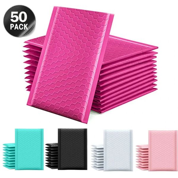 Mailer Pink Blase 50 PCs Umschläge für Versandtaschen gepolsterte Umschläge für Verpackung Seal Mailing Geschenkpolsterung Lila und rosa Schwarz