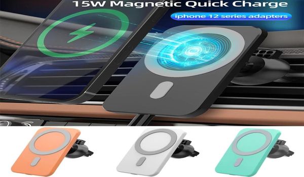 15W Magnetic Wireless Car Charger Mount Stand para iPhone 12 Pro Max 12Mini Qi Carregador Fast Charging sem fio para Samsung Car Phone5109218