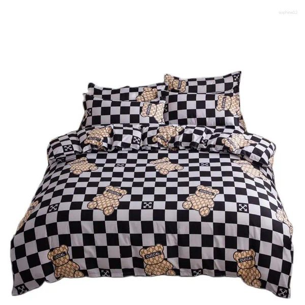 Set di biancheria da letto da letto con filopiumino in lenzuolo set di cuscino set poliestere geometrico morbido conduttore per bambini adulti