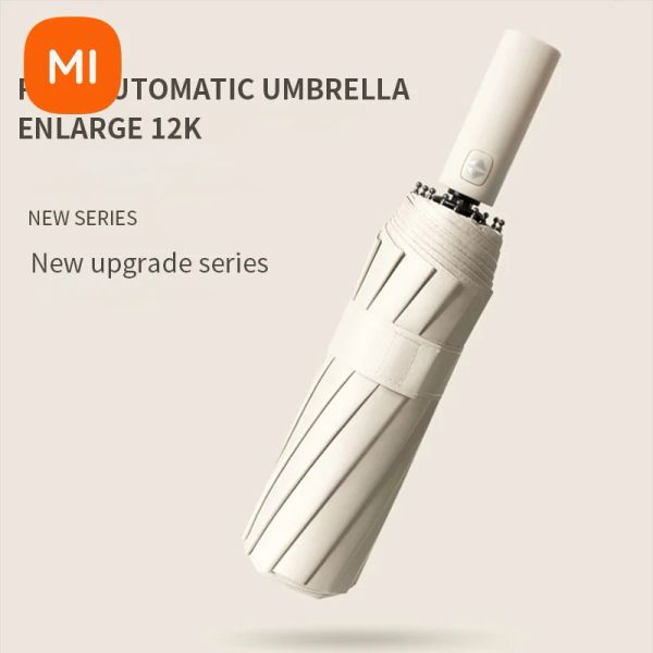 Kontrolle Xiaomi 12 Rippen Starker Regenschirmvergrößerung 108 cm Durchmesser Automatisch UV Parasolwind Regenwiderstand Bumberhoot Männer Frauen Regenschirme