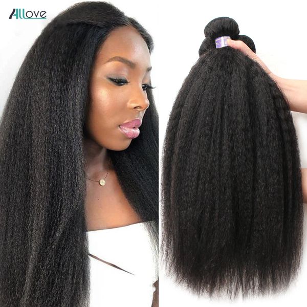 Wigs ALLOVE Facotes de cabelo humano retos de 830 polegadas Remy Extensões de cabelo humano Brasil 1/3/4 PCs cor preta natural para mulheres
