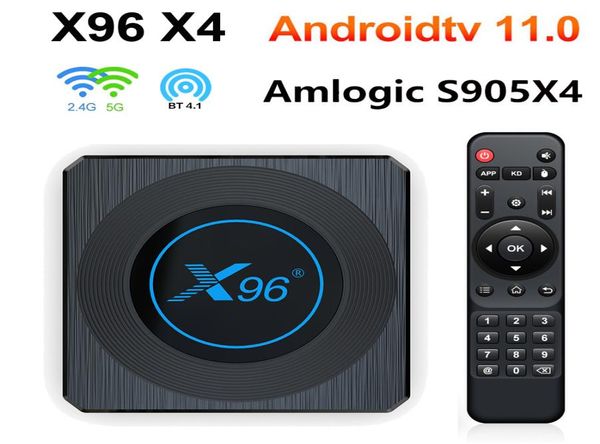 Android 11 TV -Box X96 X4 Amlogic S905X4 4G 64 GB RGB Light TVbox Support AV1 8K Dual WiFi BT41 32 GB SET TOPBOX X96X44047793