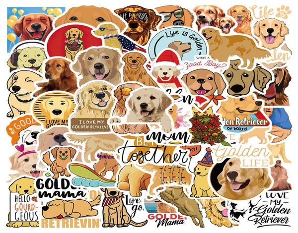 Poster da 50 pezzi Piccoli adesivi impermeabili per skateboard Golden retriever Cani Animali domestici Per notebook Bottiglia per laptop Adesivo per auto casco PVC8547572