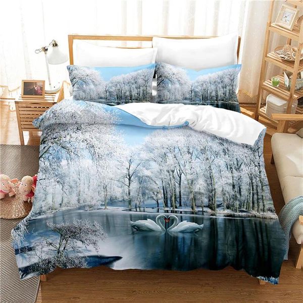 Bedding Sets Snow Tree Set for Bedroom macio colcha de cama Casa Come Come Compet Everty Toupet Quilt and Brophase