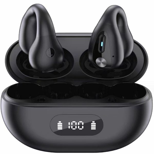 Q80 True Kablosuz Kulaklıklar Açık Kulak Kulaklıkları Bluetooth 5.2 Klipsli Spor Kemik İletim Kulakları Pil Ekranlı