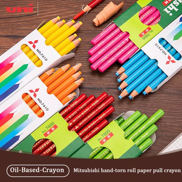 Bleistifte japanische Briefpapier Uni 12pcs/Set weich gefärbte Bleistift Ölbasis Pull Line Nosharp Buntstifte für Metallkeramik Holz Graffiti Zeichnung