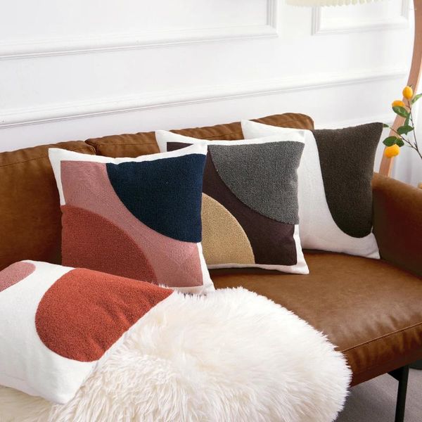 Cuscino semplicità moderna custodia da ricamo da ricamo cuscini cotone coprivano divano astratto geometrico soggiorno decorazioni per la casa