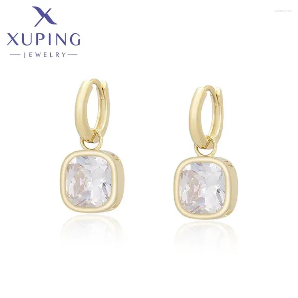 Hoop Ohrringe Xuping Schmuck Ankunft quadratische Steinlicht Gold Farbe Elegant für Frauentag Geschenk