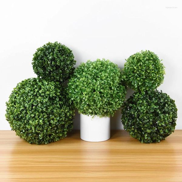 Flores decorativas 18/33/28 cm de simulação artificial de bola de grama de milão plantas verdes para o jardim de casamentos para o jardim ao ar livre decoração de bricolage diy