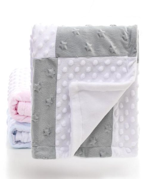 2 camadas 3d ponto estrela coração padrão emenda velo coral minky macio térmico criança criança bebê cobertor cama colcha swaddle1749880