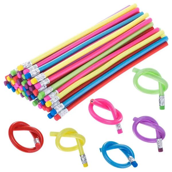 Lápis 60 peças Bendable lápis flexíveis flexíveis lápis macios com borracha colorida