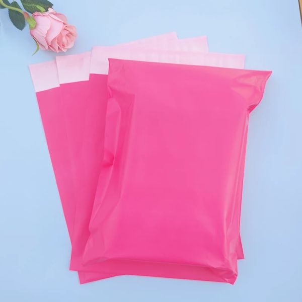 Umschläge 10pcs Pink Poly Mailer Selbstkleber Post -Mailing -Paket Mailer Leiter Siegel Postbeutel Geschenktüten Kurier Speicher Versandtaschen Versandtaschen